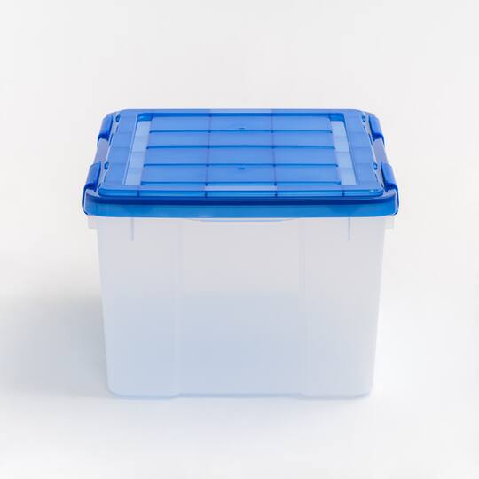 IRIS® WeatherPro™ 44qt. Clear Heavy Duty Plastic Storage Bin with Blue Lid